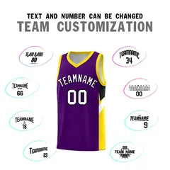 Purple Gold Side Design Basketball Sports Uniform Jersey 4