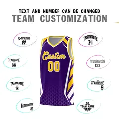 Purple Gold Side Slash Diamond Pattern Basketball Jersey 3