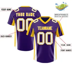 Purple Gold Side Stripe Authentic Football Jersey 2