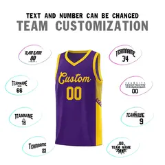 Purple Gold Side Stripe Fashion Basketball Jersey 4