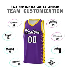 Purple Gold Side Symmetrical Line Pattern Basketball Jersey 4