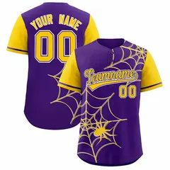 Purple Gold Spider Web Raglan Baseball Jersey 1