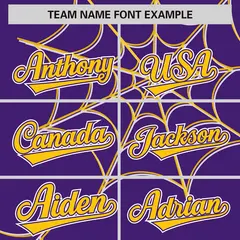 Purple Gold Spider Web Raglan Baseball Jersey 3