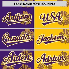 Purple Gold Split Flower Graffiti Authentic Baseball Jersey 3