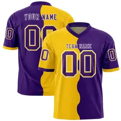 Purple Gold Split Mesh Authentic Football Jersey 1