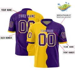 Purple Gold Split Mesh Authentic Football Jersey 2