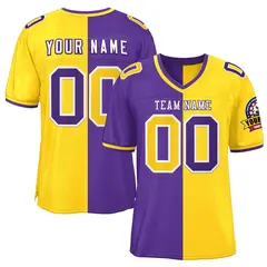 Purple Gold Split Two Tone Authentic Football Jersey