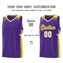 Purple Gold Star Graffiti Basketball Jersey Sports Uniform 3