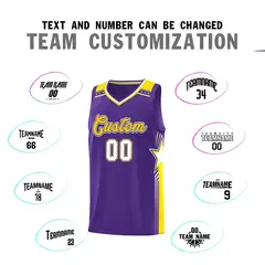 Purple Gold Star Graffiti Basketball Jersey Sports Uniform 4