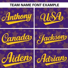 Purple Gold Star Graffiti Pattern Authentic Baseball Jersey 3