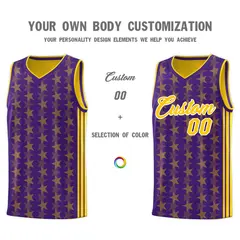 Purple Gold Star Graffiti Sports Uniform Basketball Jersey 3