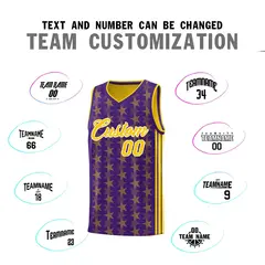 Purple Gold Star Graffiti Sports Uniform Basketball Jersey 4