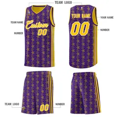 Purple Gold Star Graffiti Sports Uniform Basketball Jersey 5