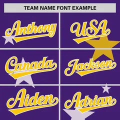 Purple Gold Star Graffiti Two-Button Baseball Jersey 3