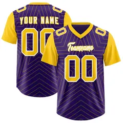 Purple Gold Star Pattern Raglan Sleeves Football Jersey