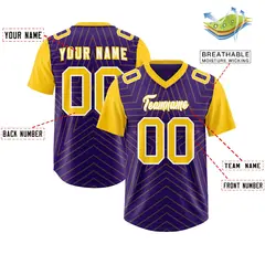 Purple Gold Star Pattern Raglan Sleeves Football Jersey 2