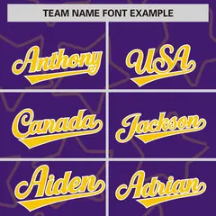 Purple Gold Star Pattern Varsity Full-Snap Letterman Baseball Jacket 3