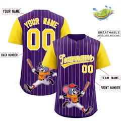 Purple Gold Stripe Animals Graffiti Raglan Baseball Jersey 2