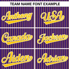 Purple Gold Stripe Authentic Pullover Baseball Jersey 3