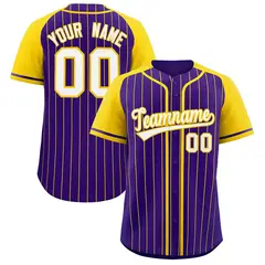 Purple Gold Stripe Raglan Authentic Baseball Jersey 1