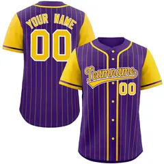 Purple Gold Stripe Raglan Authentic Baseball Jersey 1