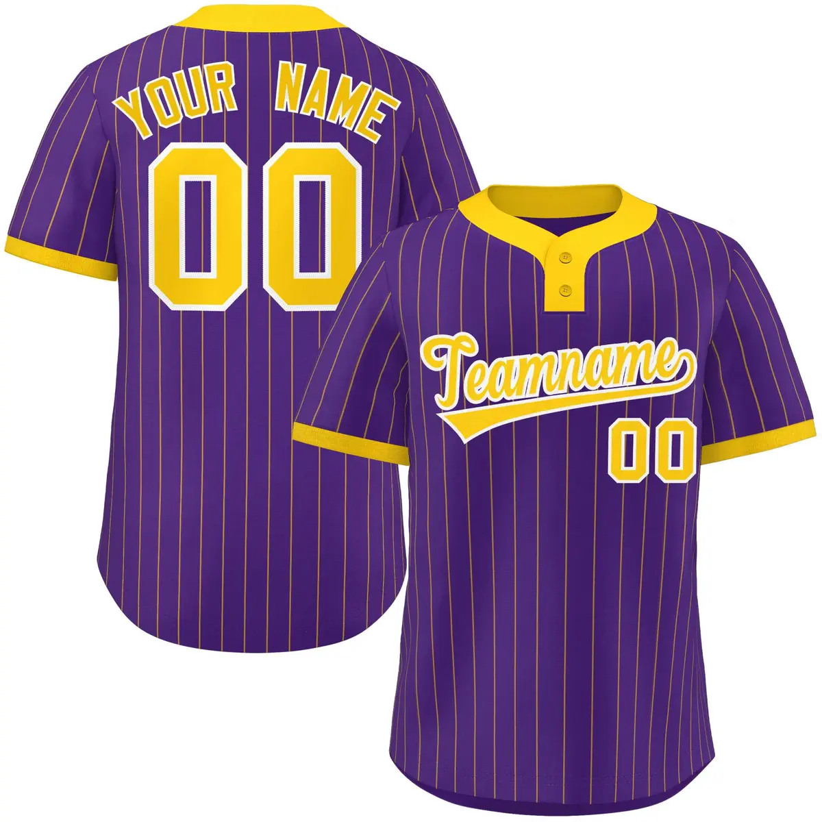Purple Gold Stripe Two-Button Softball Jersey
