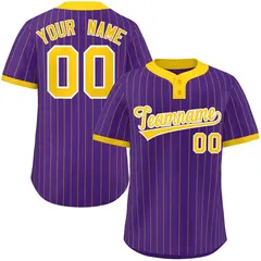 Purple Gold Stripe Two-Button Softball Jersey