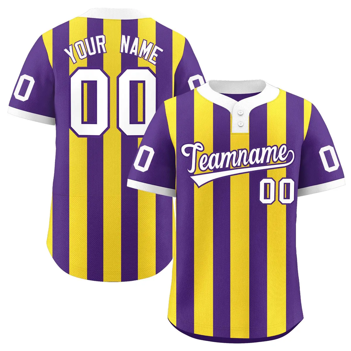 Purple Gold Stripe Two-Button Softball Jersey