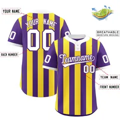 Purple Gold Stripe Two-Button Softball Jersey 2
