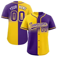Purple Gold Symmetrical Gradient Authentic Baseball Jersey