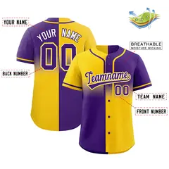 Purple Gold Symmetrical Gradient Authentic Baseball Jersey 2