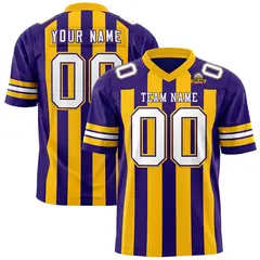 Purple Gold Thick Stripe Authentic Football Jersey