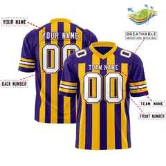 Purple Gold Thick Stripe Authentic Football Jersey 2