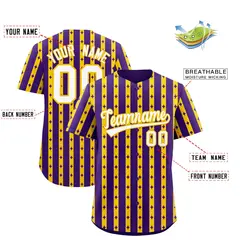 Purple Gold Thick Striped Star Pattern Baseball Jersey 2