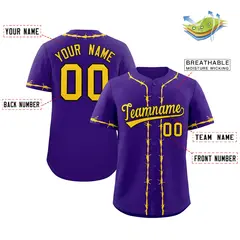 Purple Gold Thorns Ribbed Authentic Classic Baseball Jersey 2