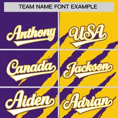 Purple Gold Tiger Claw Scratch Split Baseball Jersey 3