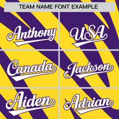 Purple Gold Tiger Stripe Gradient Animal Print Baseball Jersey 3