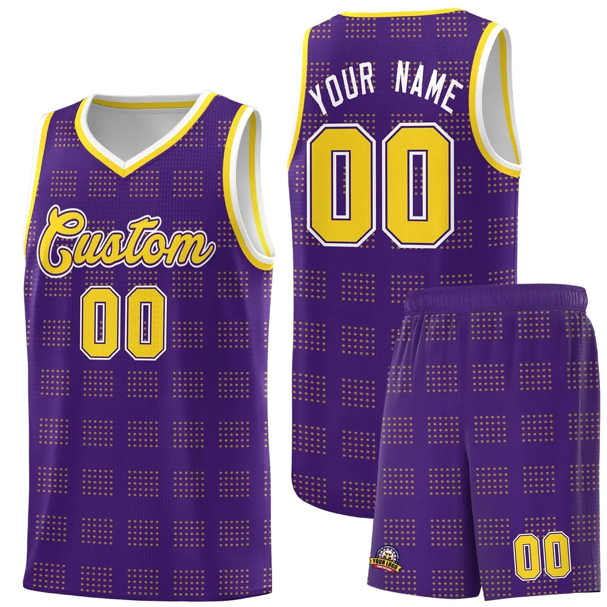 Purple Gold Trailblazer Dot Pattern Basketball Jersey