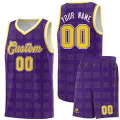 Purple Gold Trailblazer Dot Pattern Basketball Jersey