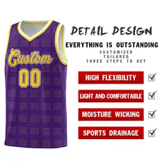 Purple Gold Trailblazer Dot Pattern Basketball Jersey 2