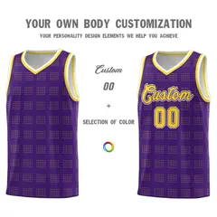 Purple Gold Trailblazer Dot Pattern Basketball Jersey 3