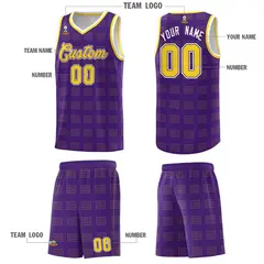 Purple Gold Trailblazer Dot Pattern Basketball Jersey 5