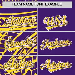 Purple Gold Tribal Split Baseball Jersey 3