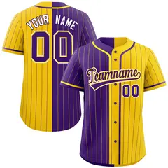 Purple Gold Two Tone Striped Authentic Baseball Jersey