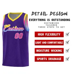 Purple Gold Wave Pattern Basketball Uniform Jersey 2