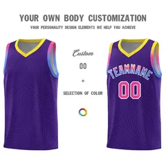 Purple Gold Wave Pattern Basketball Uniform Jersey 3