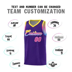 Purple Gold Wave Pattern Basketball Uniform Jersey 4