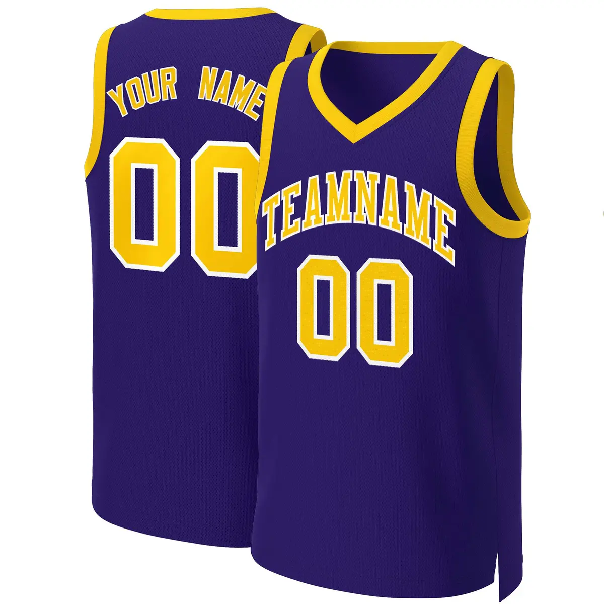 Purple Gold-White Classic Basketball Jersey