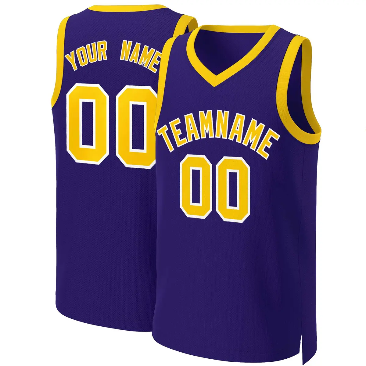 Purple Gold-White Classic Basketball Jersey