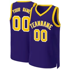Purple Gold-White Classic Basketball Jersey 1